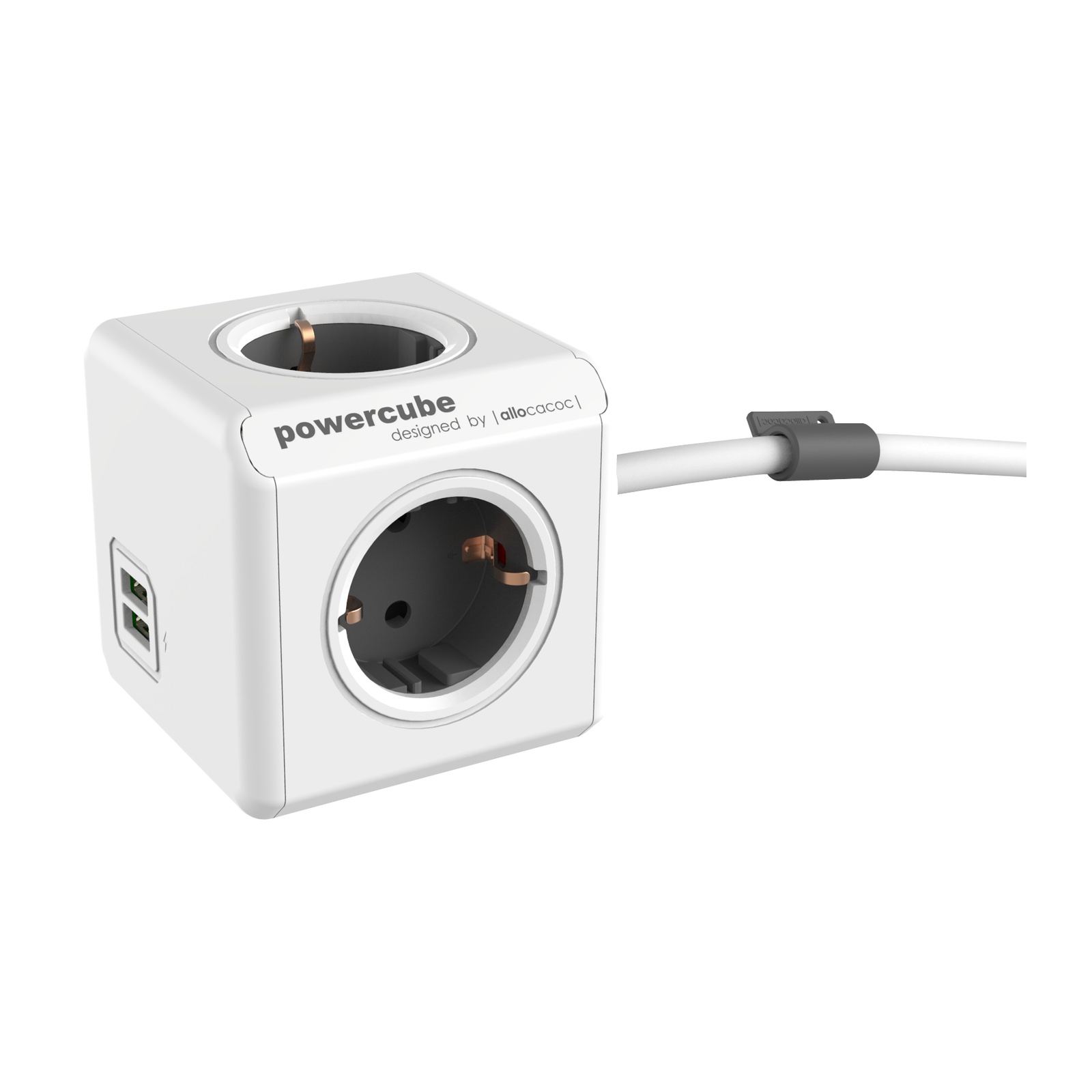 سيار مكعب Allocacoc يونيفرسال — 4 مآخذ + 2×USB / كابل 3م