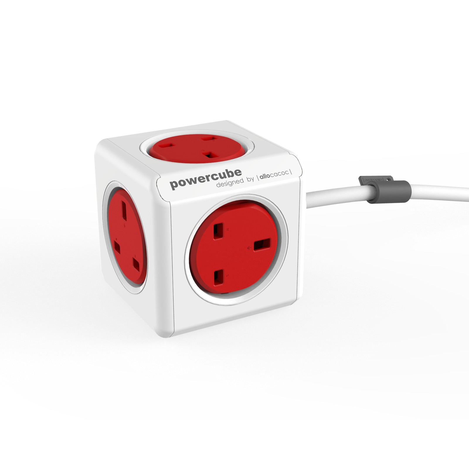 مكعب Allocacoc تقسيم 13 أمبير مع USB — أحمر — 2